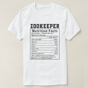 Funny Zookeeper Nutrition Fakten Mitarbeiter T-Shirt