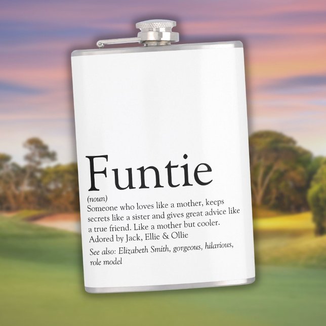 Funtie Definition Sprichwort Funny Auntie Flachmann (Funtie Definition Saying Funny Auntie Flask)