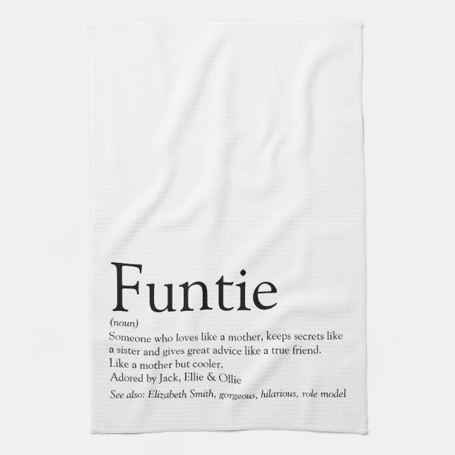 Funtie, Tante, Tante Definition modern Geschirrtuch (Vertikal)