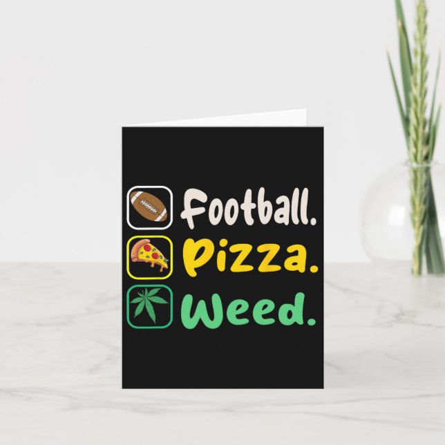 Funy T-Shirt Football Pizza Weed for Lovers Hallow Karte (Vorderseite)