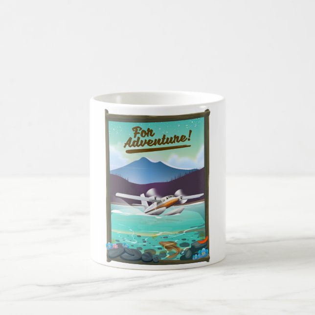 Für Abenteuer! Flugzeug-Reiseplakat Kaffeetasse (Mittel)