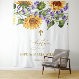 Für alle Taufbecken - Sonnenblumen & Kreuz Wandteppich