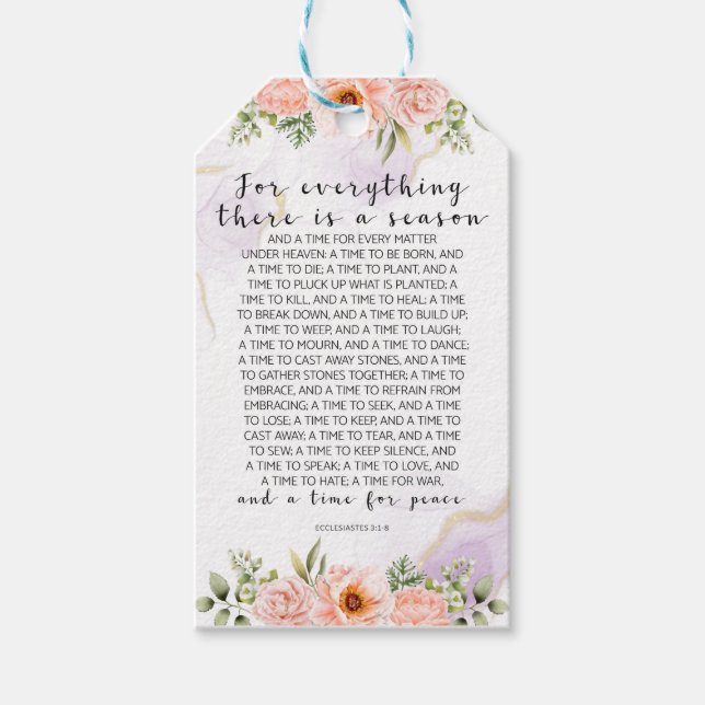 Für alles, was es gibt, ecclesiastes 3:1-8 geschenkanhänger (Vorderseite)