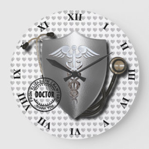 Für Ärztesymbole auf Stethoskop vorhanden Große Wanduhr