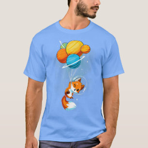 Für Astronaut im Weltraum, der Planet-Ballons hält T-Shirt