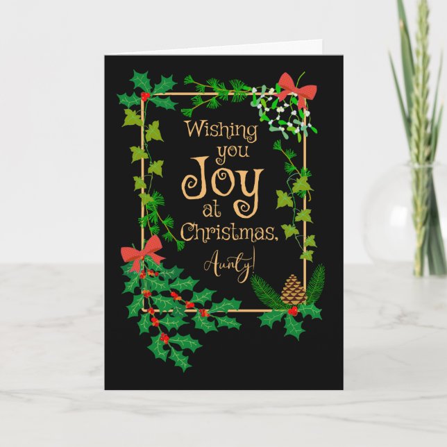 Für Aunty Christmas Joy Heilige und Mistletoe Karte (Vorderseite)