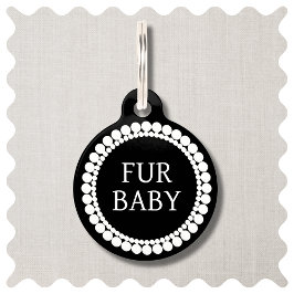 Fur Baby Black and White Dog ID Tag Haustiermarke