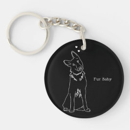 Fur Baby Dog Lover Simple Outline Design Schlüsselanhänger