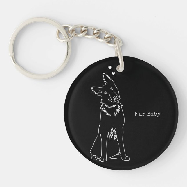 Fur Baby Dog Lover Simple Outline Design Schlüsselanhänger (Vorderseite)