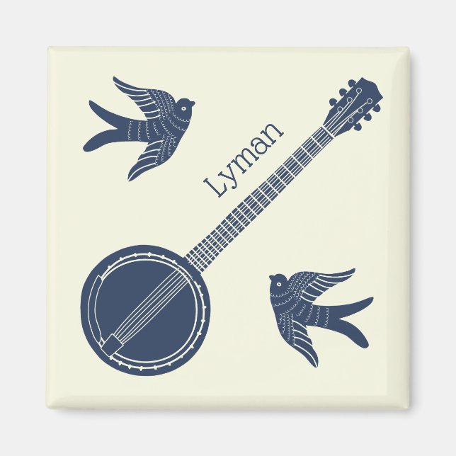 Für Banjo Spieler Banjo und Vögel Personalisiert Magnet (Vorne)