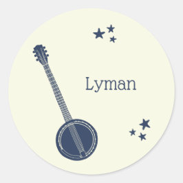 Für Banjo Spieler Navy Blue Personalisiert Runder Aufkleber