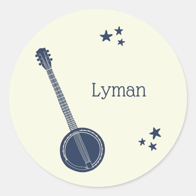 Für Banjo Spieler Navy Blue Personalisiert Runder Aufkleber (Vorderseite)