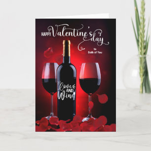 Für beide von Ihnen Valentine Rose Petals Wein Feiertagskarte