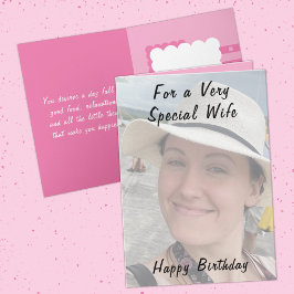 Für besondere Ehefrau Foto pink Geburtstag Karte