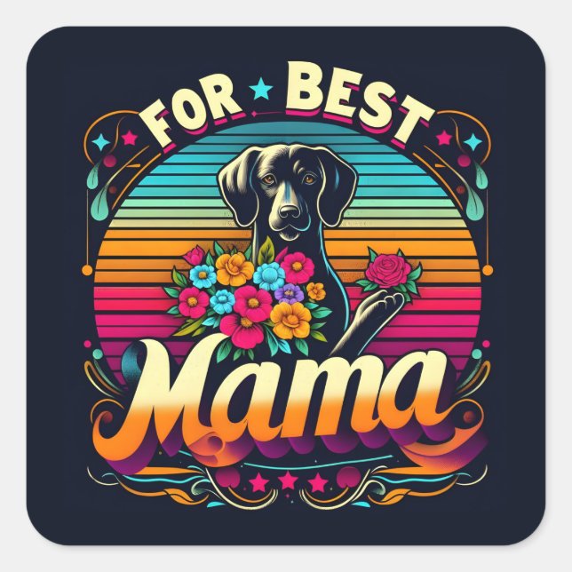 Für Best Mama Quadratischer Aufkleber (Vorderseite)