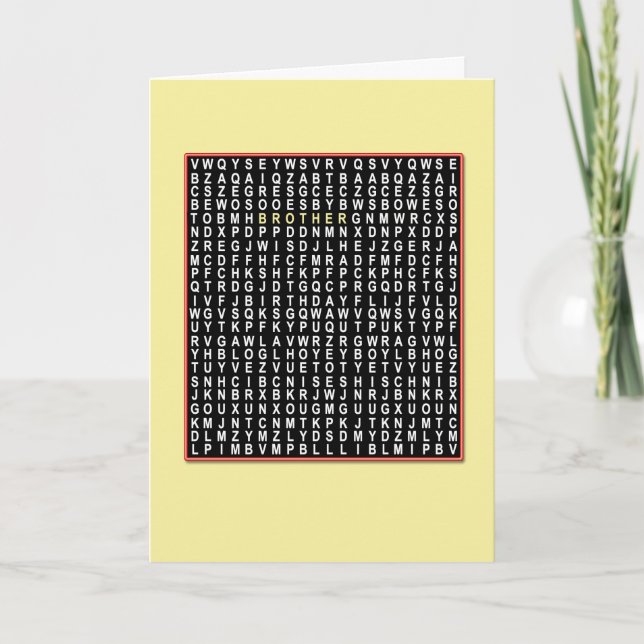 Für Bruder, Wordsearch Geburtstagkarte Karte (Vorderseite)