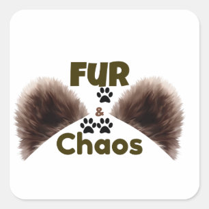 Fur & Chaos Süßer Pfotenabdruck Quadratischer Aufk Aufkleber