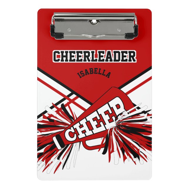 Für Cheerleader - rot, schwarz und weiß Mini Klemmbrett (Vorderseite)