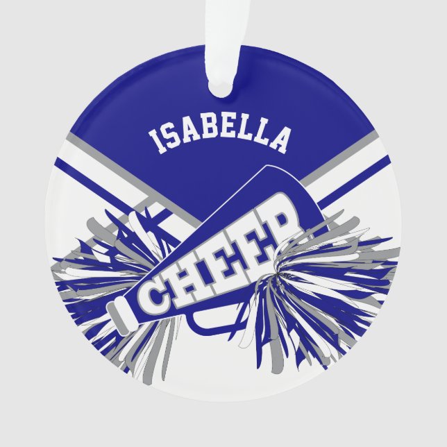 Für Cheerleader - Weiß, Navy Blue und Grau Ornament (Vorderseite)