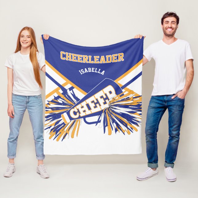 Für Chefleader 📣 - Blau, Gold und Weiß Fleecedecke (Beispiel)