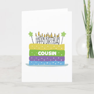 Für Cousin Cake and Candles Happy Birthday Card Karte