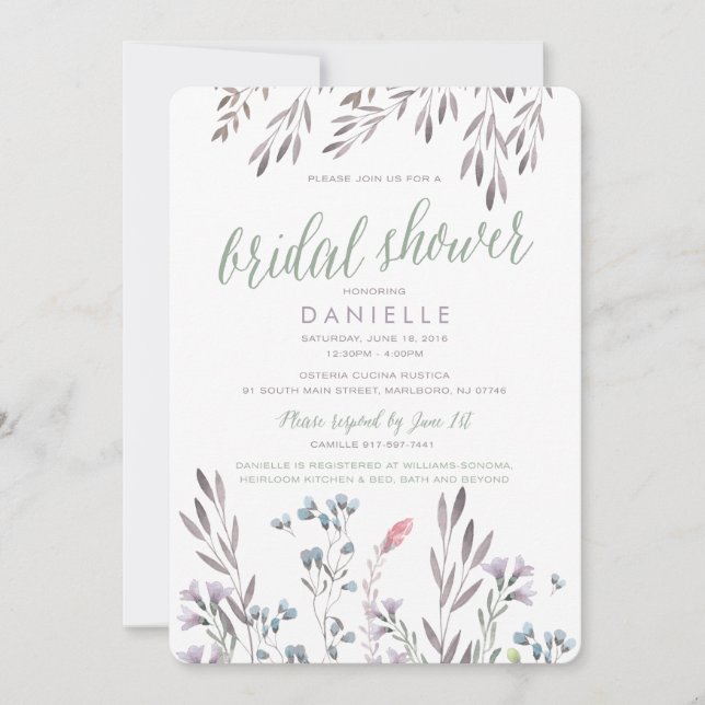 Für Danielle - Wildblume Wedding Brautparty Einladung (Vorderseite)