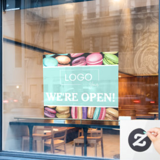 Für das Geschäft geöffnet | Macaron Französische P Fensteraufkleber