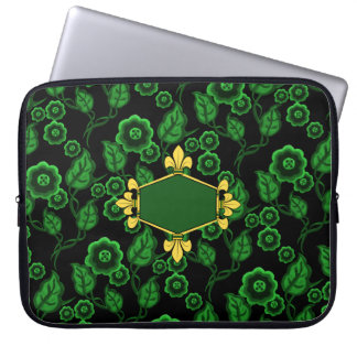 Fur de lis, Gold, grüne Blüte, Zeichen hinzufügen/ Laptopschutzhülle