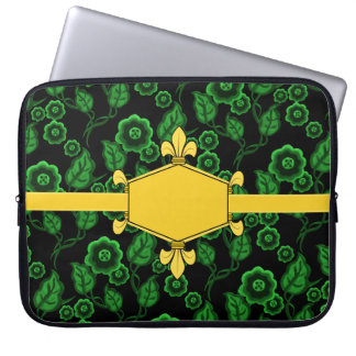 Fur de lis, Gold, grüne Blüte, Zeichen hinzufügen/ Laptopschutzhülle
