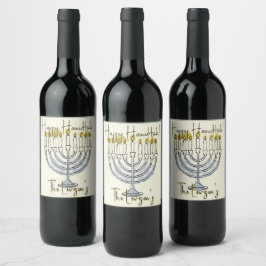 Für den jüdischen Urlaub Happy Hanukkah Festive Me Weinetikett