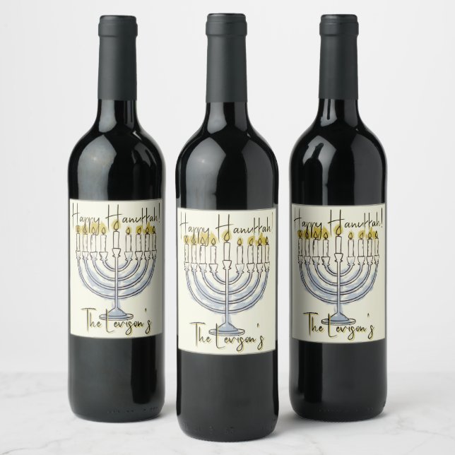 Für den jüdischen Urlaub Happy Hanukkah Festive Me Weinetikett (Flaschen)