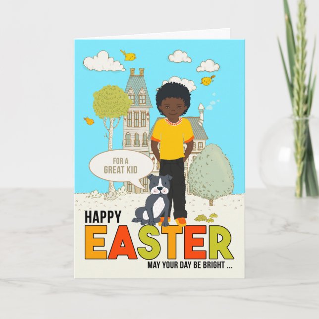 für den jungen Afrikanischen Jungkinder - Ostern Karte (Vorderseite)