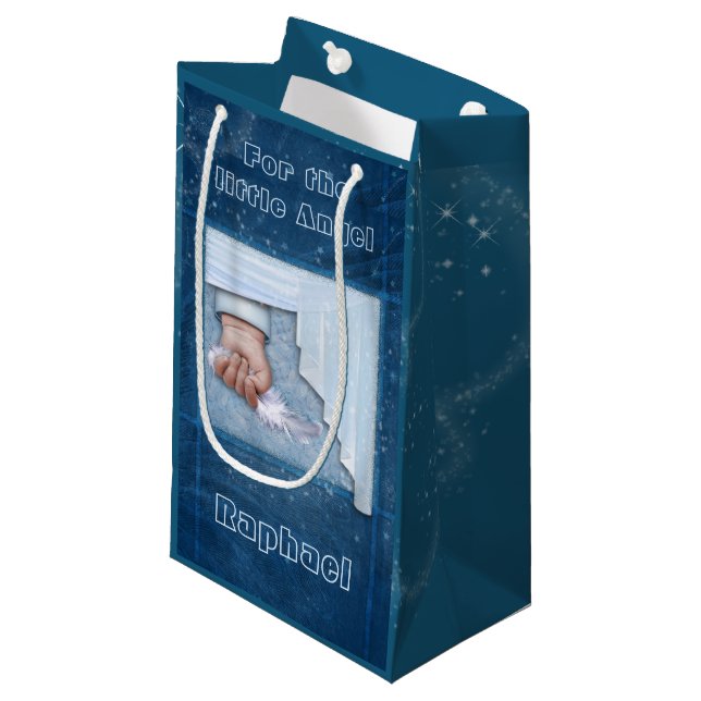 Für den kleinen Engel (anpassbar) Kleine Geschenktüte (Vorderseite Schrägansicht)