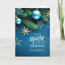 Für den Patenonkel Blau Frohe Weihnachten Ornament