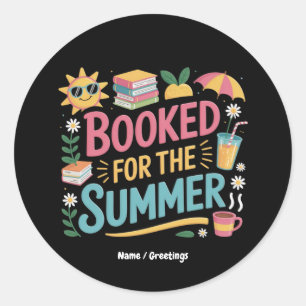 Für den Sommer Funny Book Reader Beach gebucht Runder Aufkleber