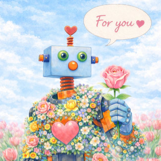 Für Dich ♥ – Floral Robot Aquarellkarte Karte