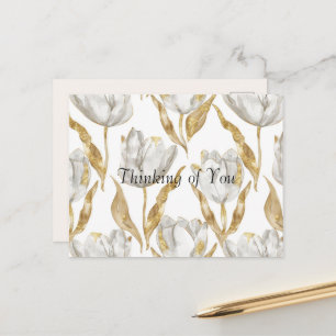 Für Dich Gold Weiße Tulpen Blumen Postkarte