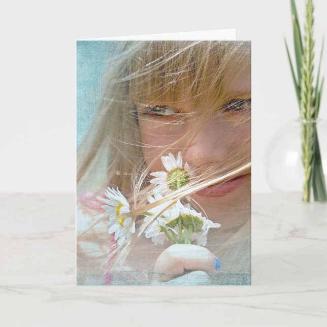 Für Dich Mädchen mit Gänseblümchen  Karte (Vorderseite)
