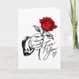 Für Dich – Romantische rote Rose Karte