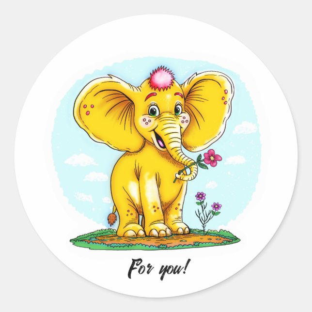 Für dich – Süßer Elefant-Aufkleber Runder Aufkleber (Vorderseite)