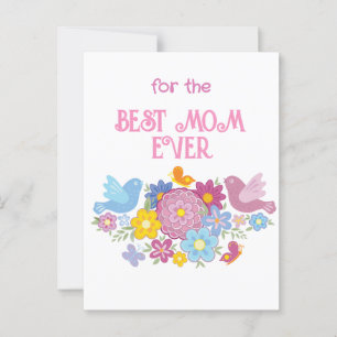 Für die beste Mama überhaupt Blumen und Schmetterl Postkarte
