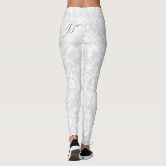 Für die Braut - weißer Damast Leggings (Rückseite)