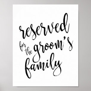 Für die Familie des Bräutigams reserviertes 8x10 H Poster