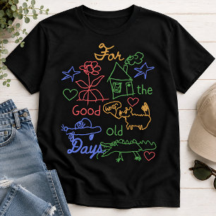 Für die guten alten Zeiten Farbige Kritzelei T-Shirt