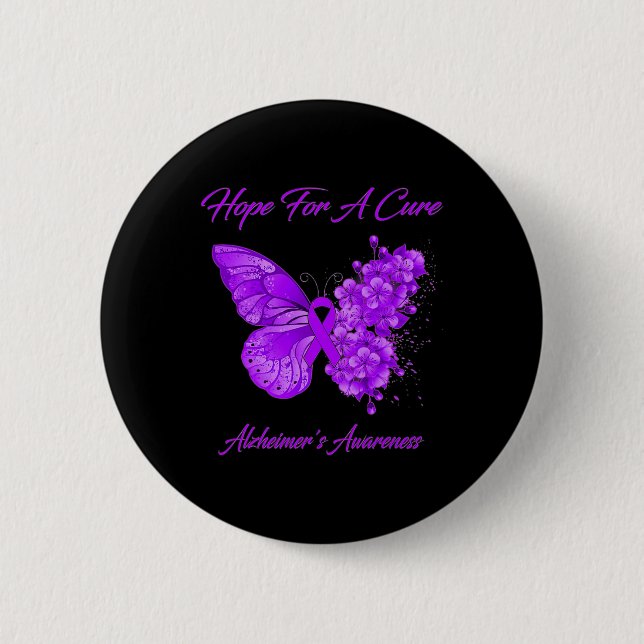 Für die Heilung des Lila Schmetterlings Alzheimerh Button (Vorderseite)
