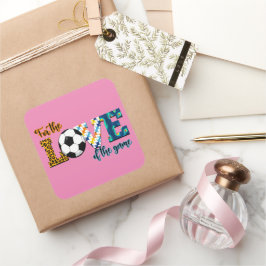 Für die Liebe der Game Soccer Mama Leopard Quadratischer Aufkleber