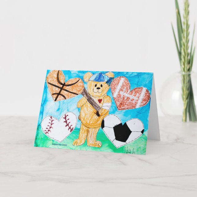 Für die Liebe des Sports - Kinderkunst für CHOC Dankeskarte (Vorderseite)