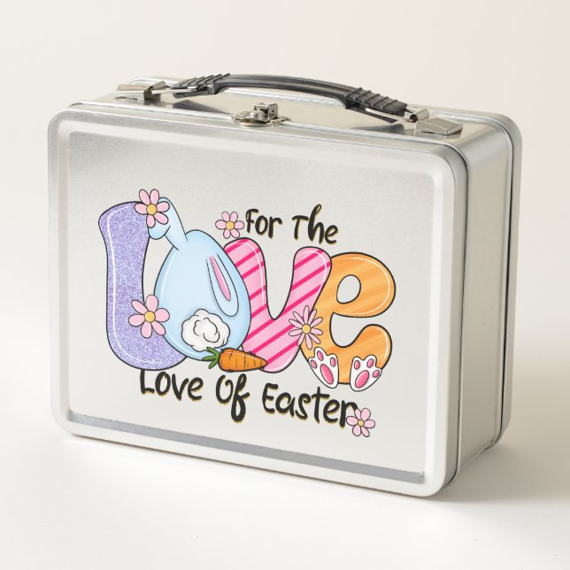 Für die Liebe Ostern - Niedliche Bunny & Eggs Metall Brotdose (Vorderseite)