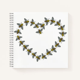 "Für die Liebe von Bienen" Herzdesign Notizbuch