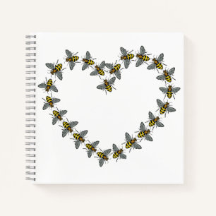 "Für die Liebe von Bienen" Herzdesign Notizbuch